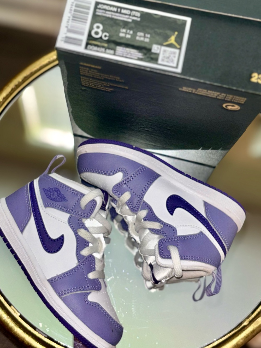 Toddler Size 8 Jordan 1 Purple & White Sneakers